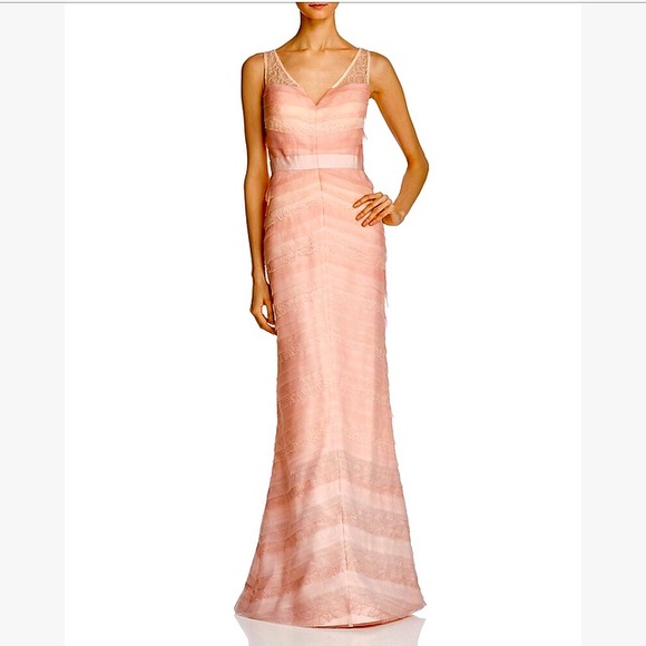 adrianna papell tiered lace gown